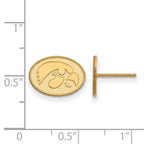 Sterling Silver Gold-plated LogoArt University of Iowa Hawk Extra Small Oval Post Earrings