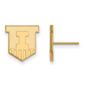 10k Gold LogoArt University of Illinois Victory Badge Small Post Earrings