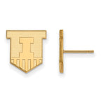 14k Gold LogoArt University of Illinois Victory Badge Small Post Earrings