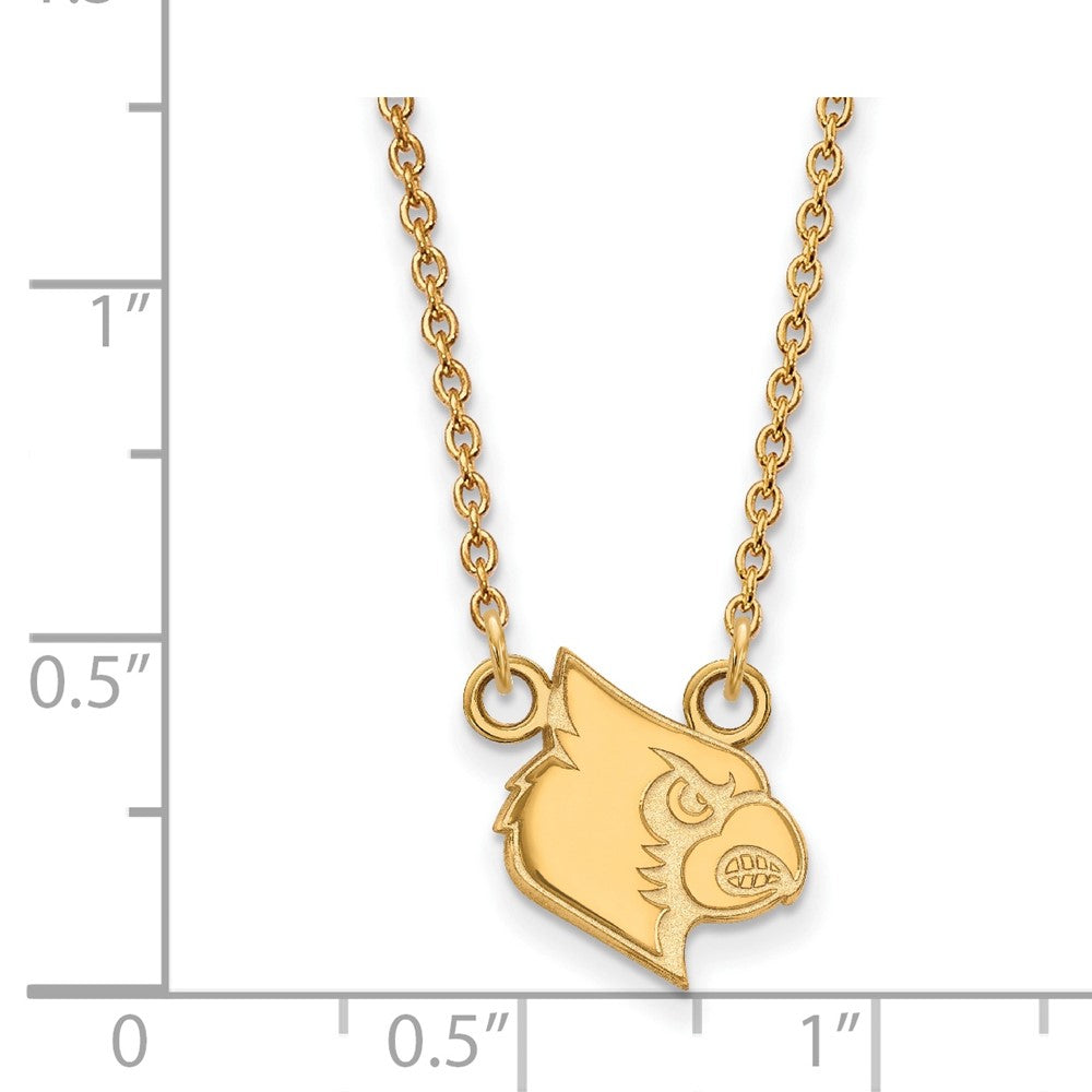 Sterling Silver Gold-plated LogoArt University of Louisville Cardinal Small Pendant 18 inch Necklace