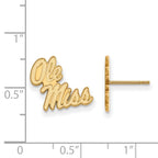 10k Gold LogoArt University of Mississippi Ole Miss Small Post Earrings