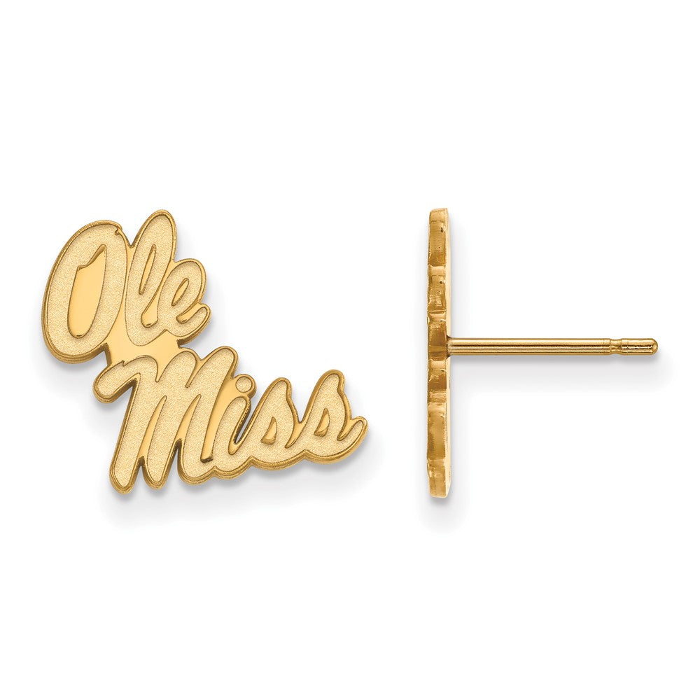10k Gold LogoArt University of Mississippi Ole Miss Small Post Earrings