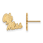Sterling Silver Gold-plated LogoArt University of Mississippi Ole Miss Small Post Earrings