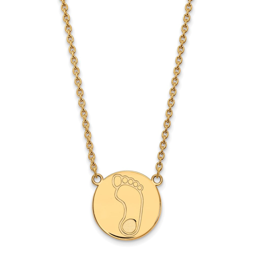 Sterling Silver Gold-plated LogoArt University of North Carolina Tar Heel Large Disc Pendant 18 inch Necklace