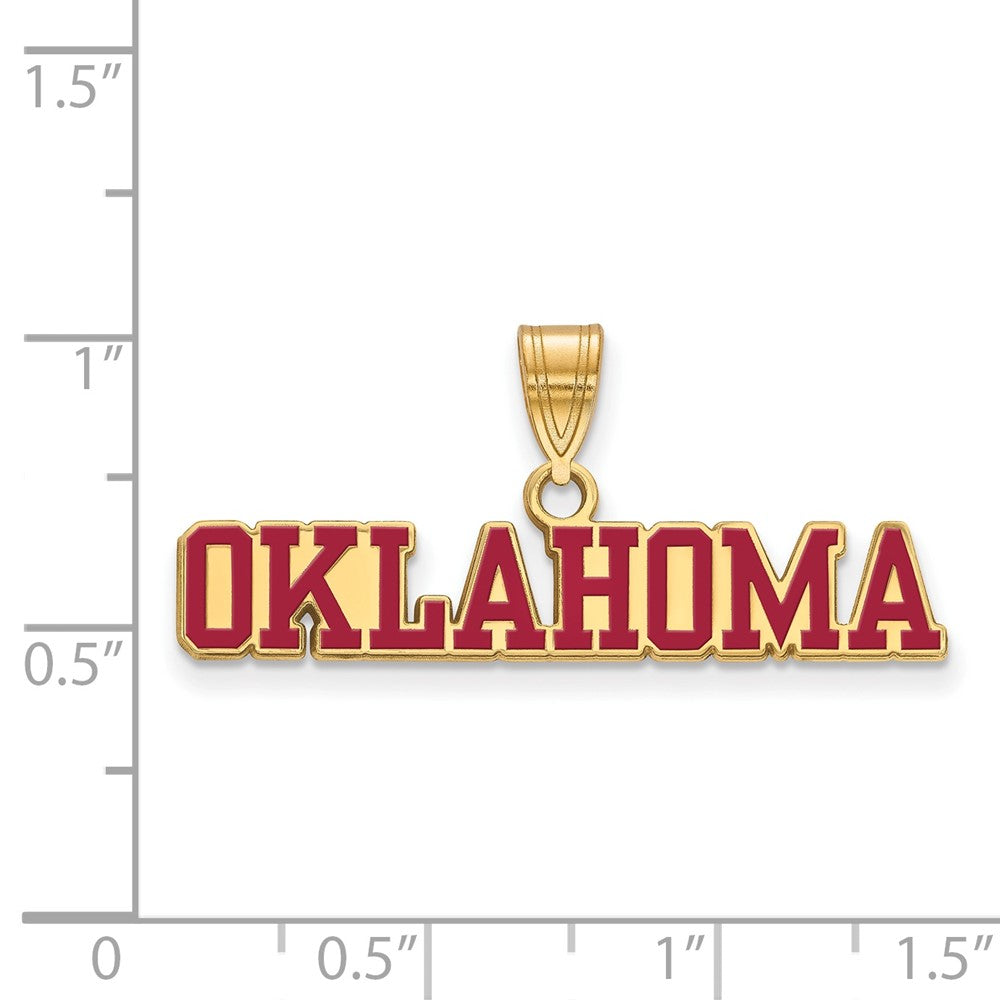 Sterling Silver Gold-plated LogoArt University of Oklahoma Large Enameled Pendant