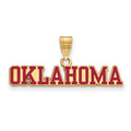Sterling Silver Gold-plated LogoArt University of Oklahoma Large Enameled Pendant