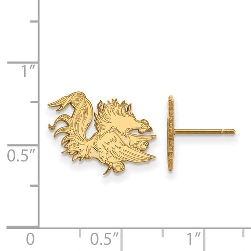 10k Gold LogoArt University of South Carolina Gamecock Small Post Earrings