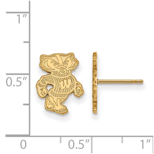 10k Gold LogoArt University of Wisconsin Badger Small Post Earrings