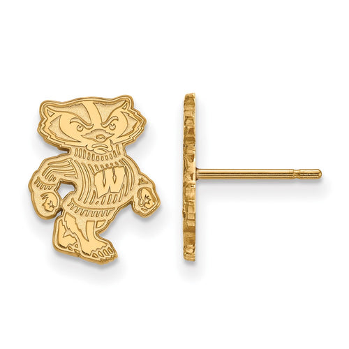 10k Gold LogoArt University of Wisconsin Badger Small Post Earrings