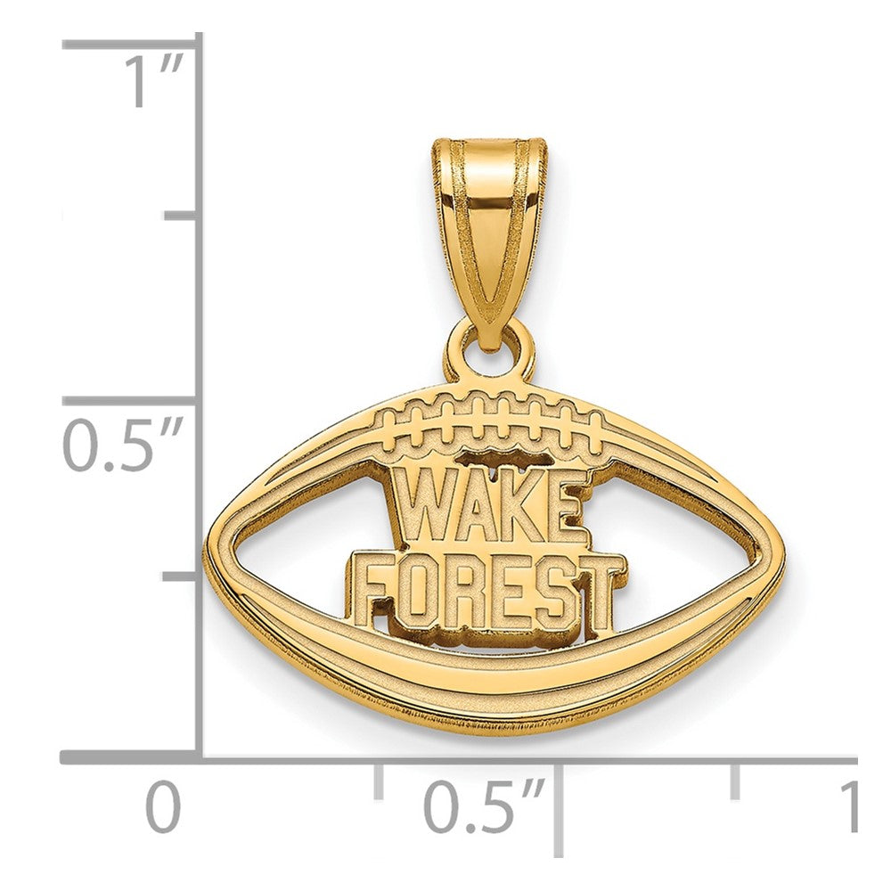 Sterling Silver Gold-plated LogoArt Wake Forest University W-F Deacon Football Pendant
