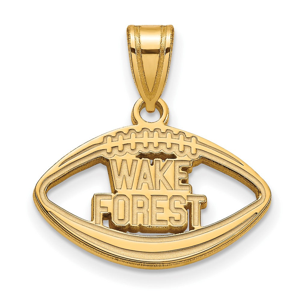 Sterling Silver Gold-plated LogoArt Wake Forest University W-F Deacon Football Pendant