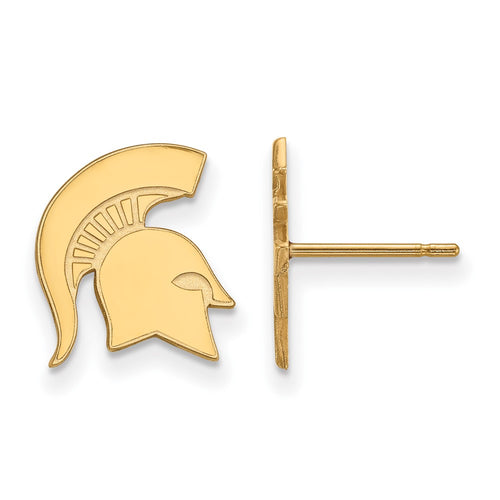 10k Gold LogoArt Michigan State University Spartan Small Post Earrings