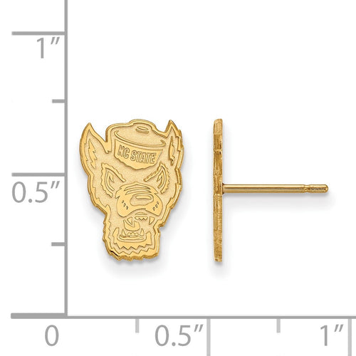 10k Gold LogoArt North Carolina State University Wolf Small Post Earrings