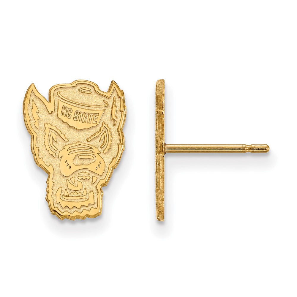 Sterling Silver Gold-plated LogoArt North Carolina State University Wolf Small Post Earrings