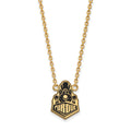 Sterling Silver Gold-plated LogoArt Purdue University Boilermakers Train Logo Large Enameled Pendant 18 inch Necklace