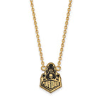 Sterling Silver Gold-plated LogoArt Purdue University Boilermakers Train Logo Large Enameled Pendant 18 inch Necklace
