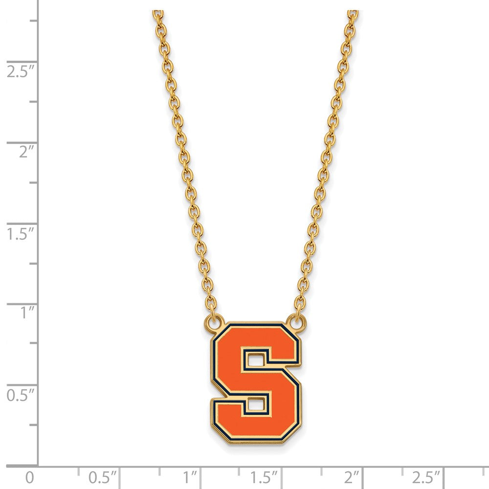 Sterling Silver Gold-plated LogoArt Syracuse University Letter S Large Enameled Pendant 18 inch Necklace