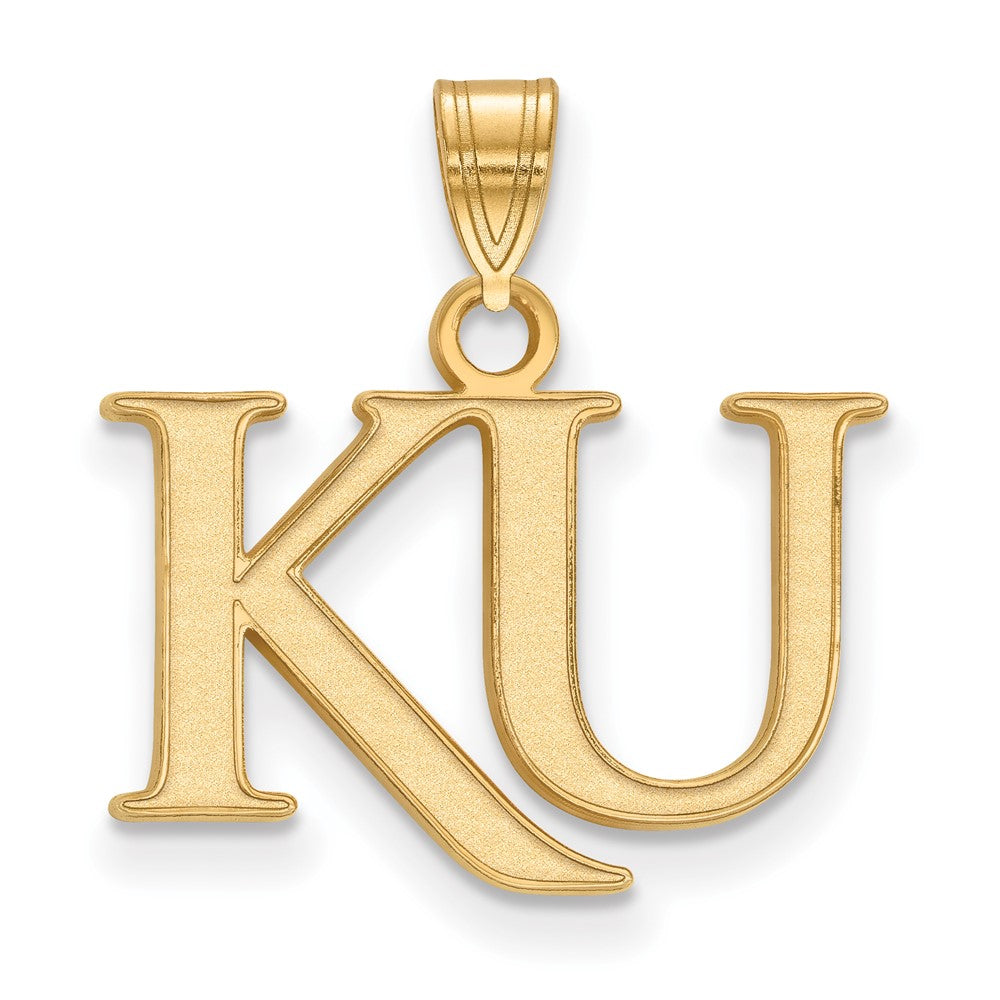 Sterling Silver Gold-plated LogoArt University of Kansas K-U Small Pendant