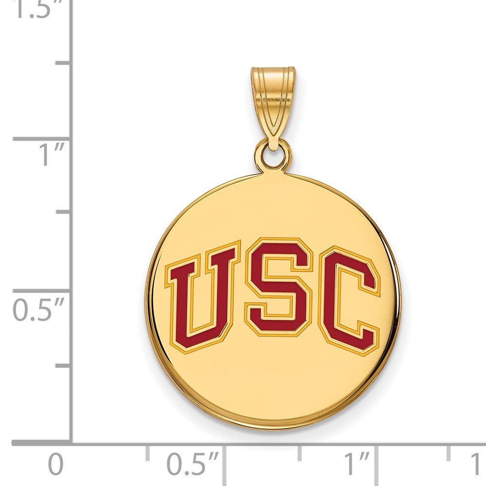 Sterling Silver Gold-plated University of Southern California U-S-C Large Enameled Disc Pendant