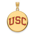 Sterling Silver Gold-plated University of Southern California U-S-C Large Enameled Disc Pendant