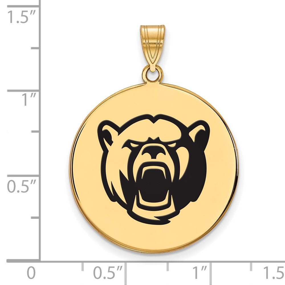 Sterling Silver Gold-plated LogoArt Baylor University Extra Large Enameled Disc Pendant