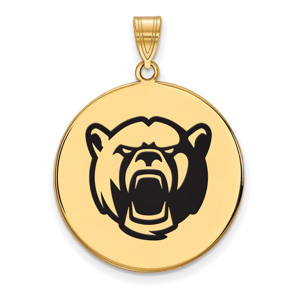 Sterling Silver Gold-plated LogoArt Baylor University Extra Large Enameled Disc Pendant