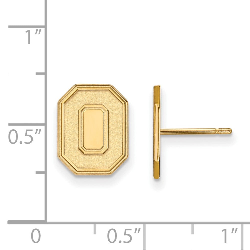 Sterling Silver Gold-plated LogoArt The Ohio State University Letter O Small Post Earrings