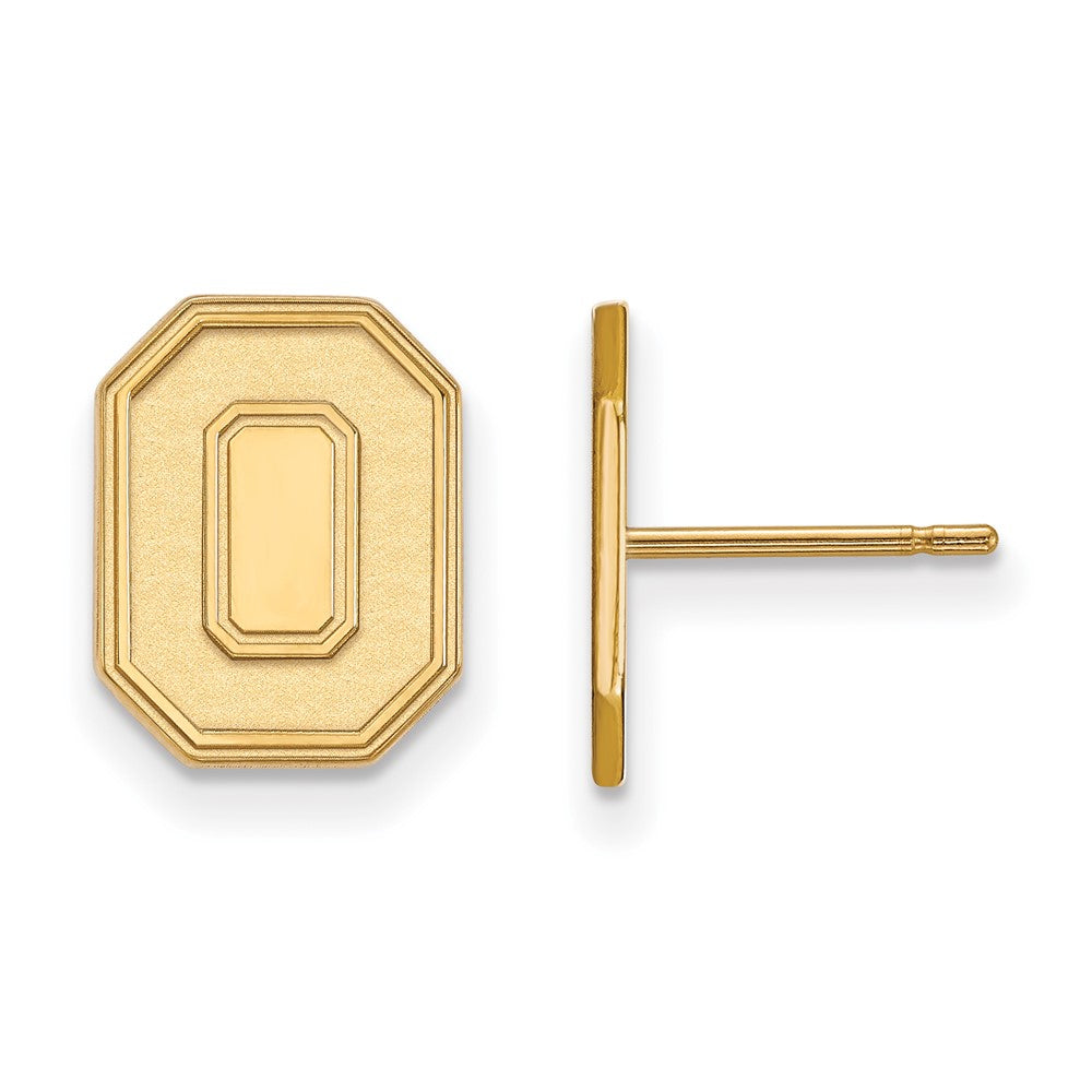 Sterling Silver Gold-plated LogoArt The Ohio State University Letter O Small Post Earrings