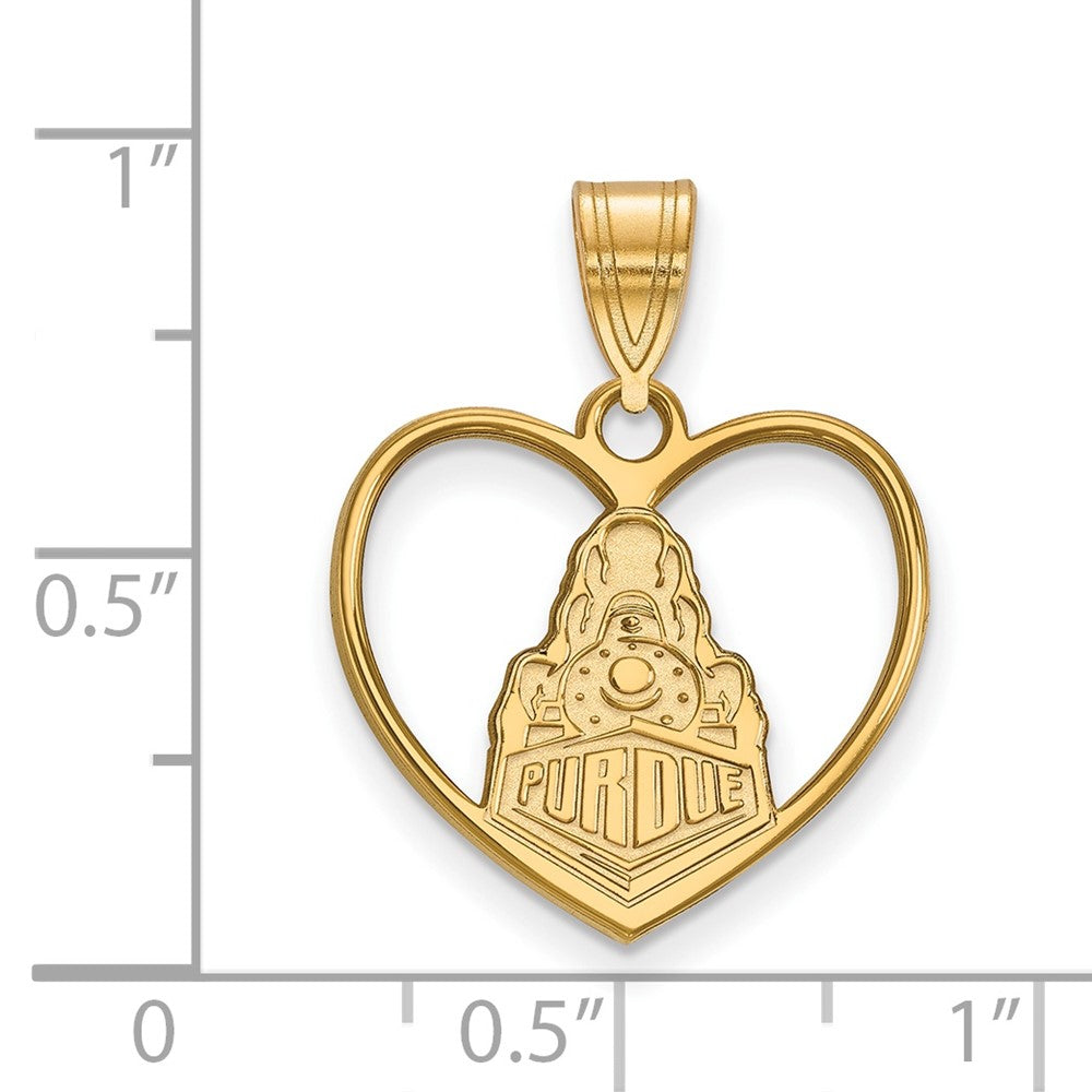 Sterling Silver Gold-plated LogoArt Purdue University Boilermakers Train Logo Heart Pendant