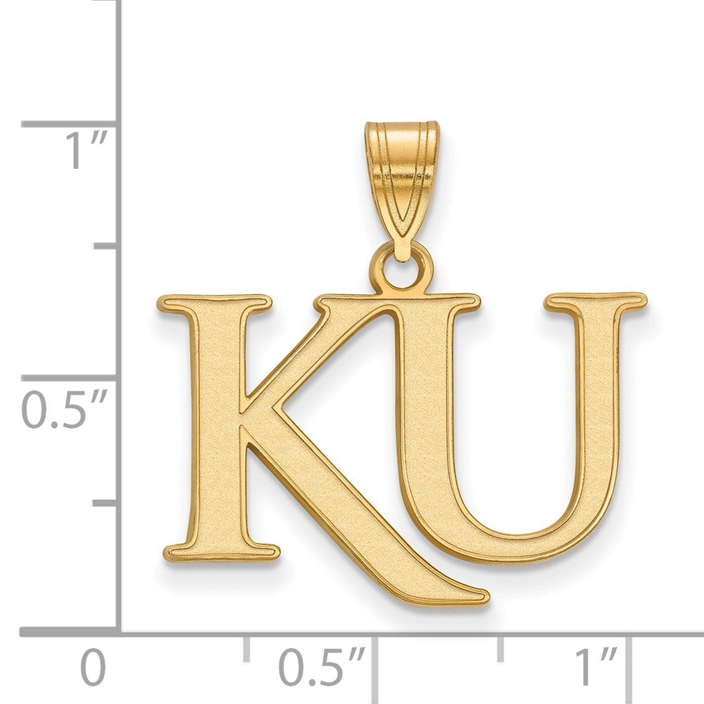 Sterling Silver Gold-plated LogoArt University of Kansas K-U Medium Pendant