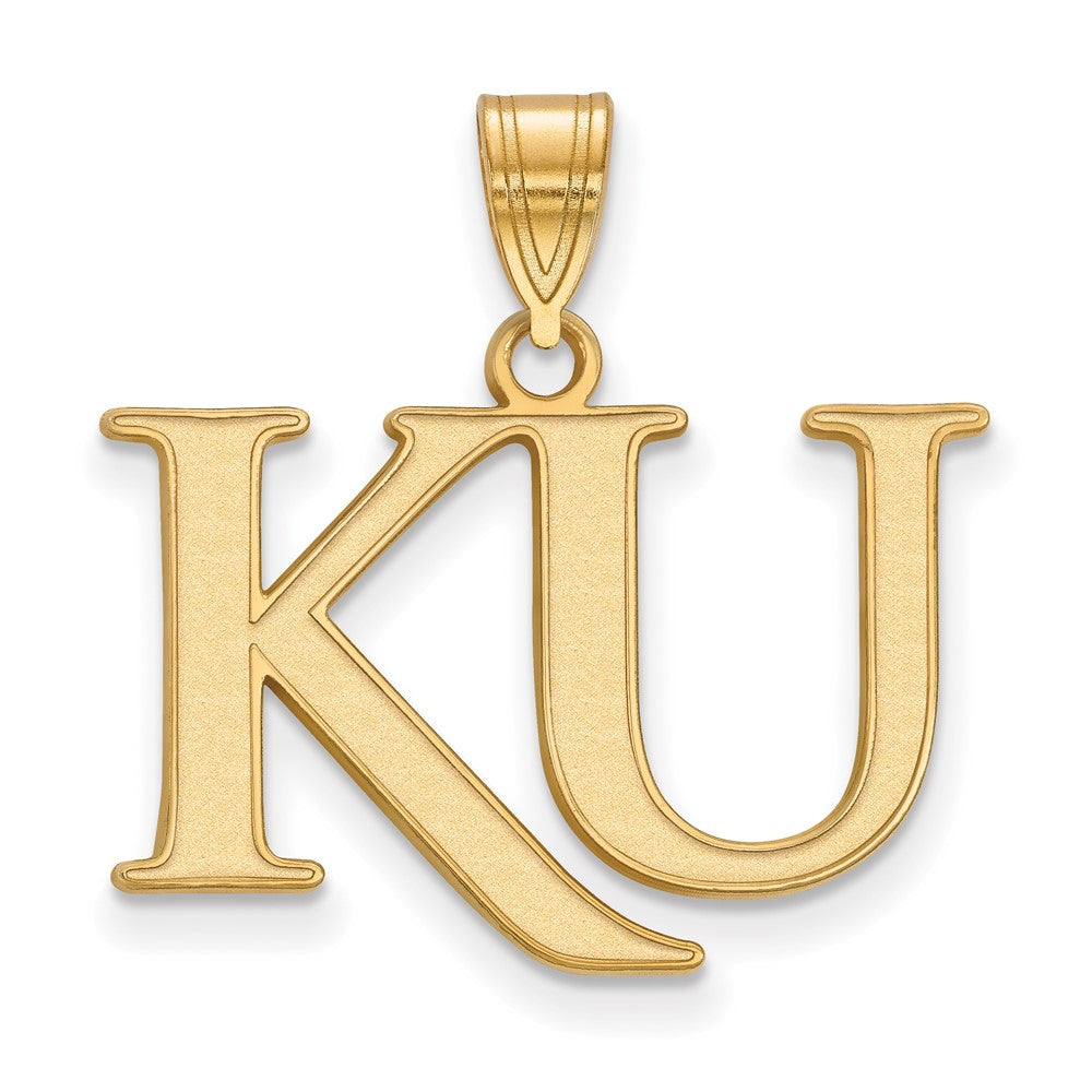 Sterling Silver Gold-plated LogoArt University of Kansas K-U Medium Pendant