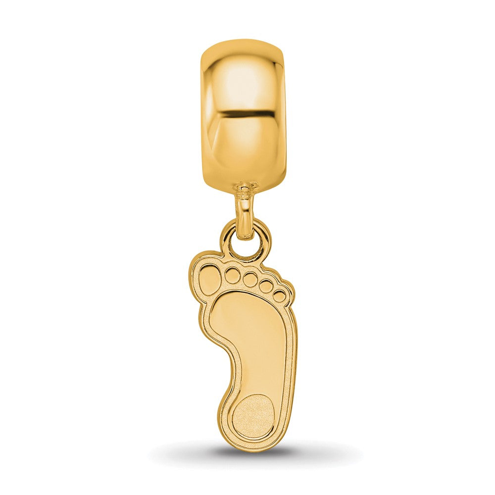 Sterling Silver Gold-plated LogoArt University of North Carolina Tar Heel Small Dangle Bead Charm