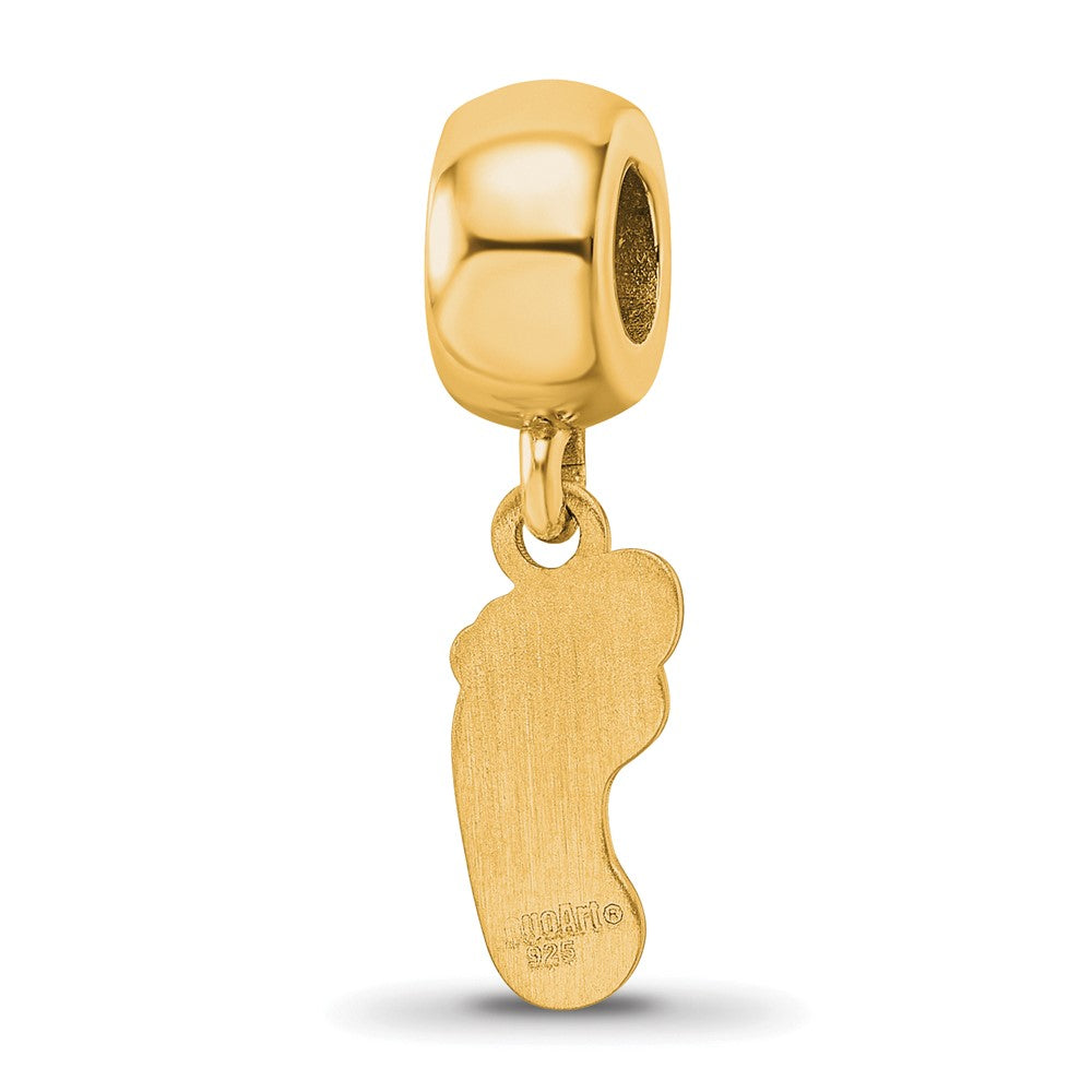 Sterling Silver Gold-plated LogoArt University of North Carolina Tar Heel Small Dangle Bead Charm