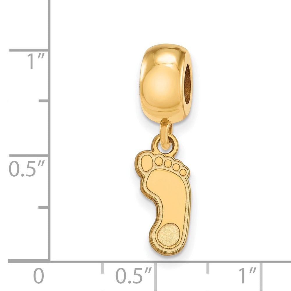 Sterling Silver Gold-plated LogoArt University of North Carolina Tar Heel Small Dangle Bead Charm