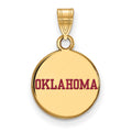 Sterling Silver Gold-plated LogoArt University of Oklahoma Small Enameled Disc Pendant