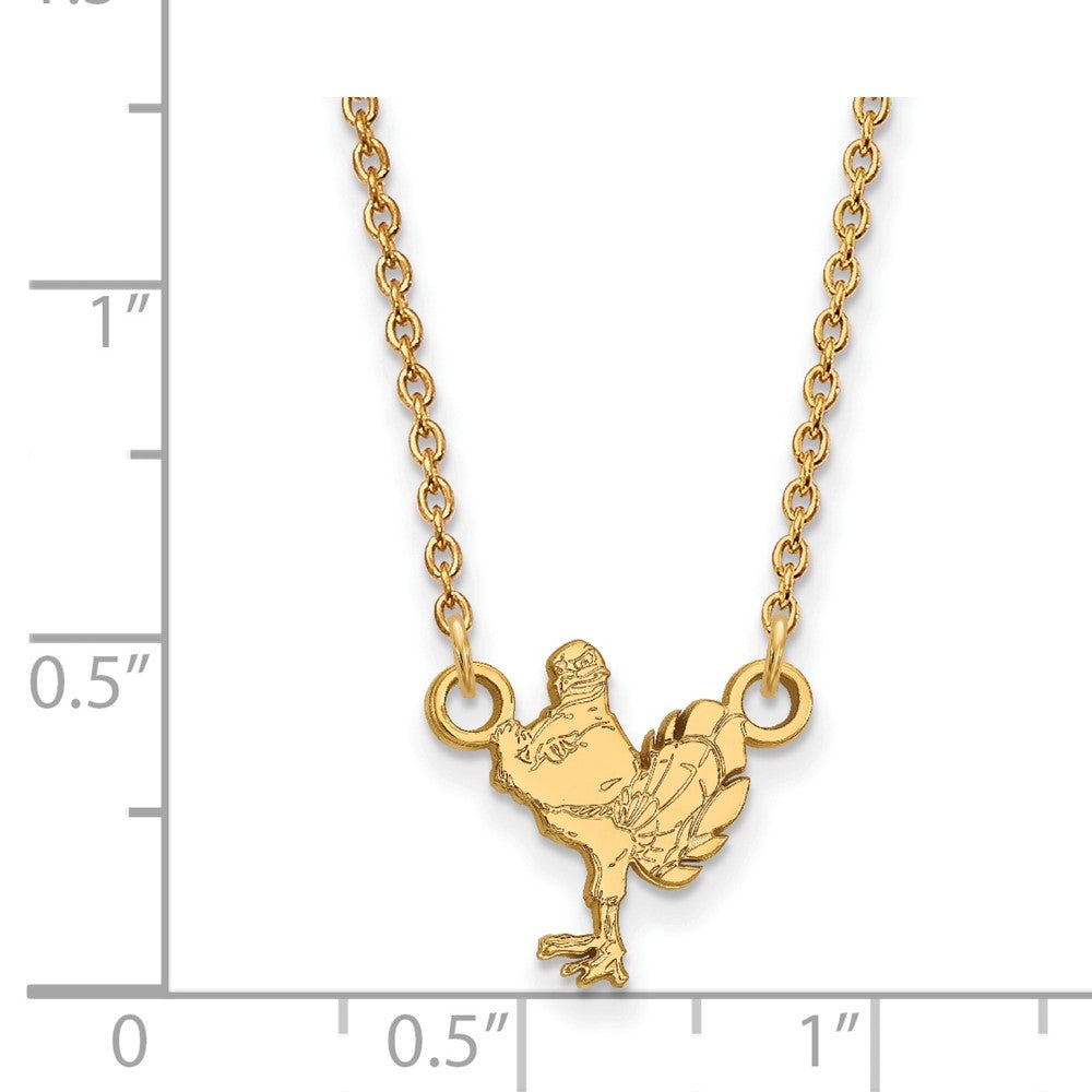 Sterling Silver Gold-plated LogoArt Virginia Tech HokieBird Small Pendant 18 inch Necklace