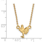 Sterling Silver Gold-plated LogoArt Virginia Tech HokieBird Small Pendant 18 inch Necklace