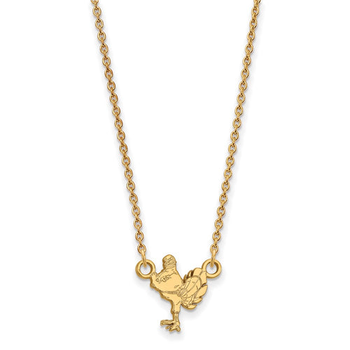 10k Gold LogoArt Virginia Tech HokieBird Small Pendant 18 inch Necklace