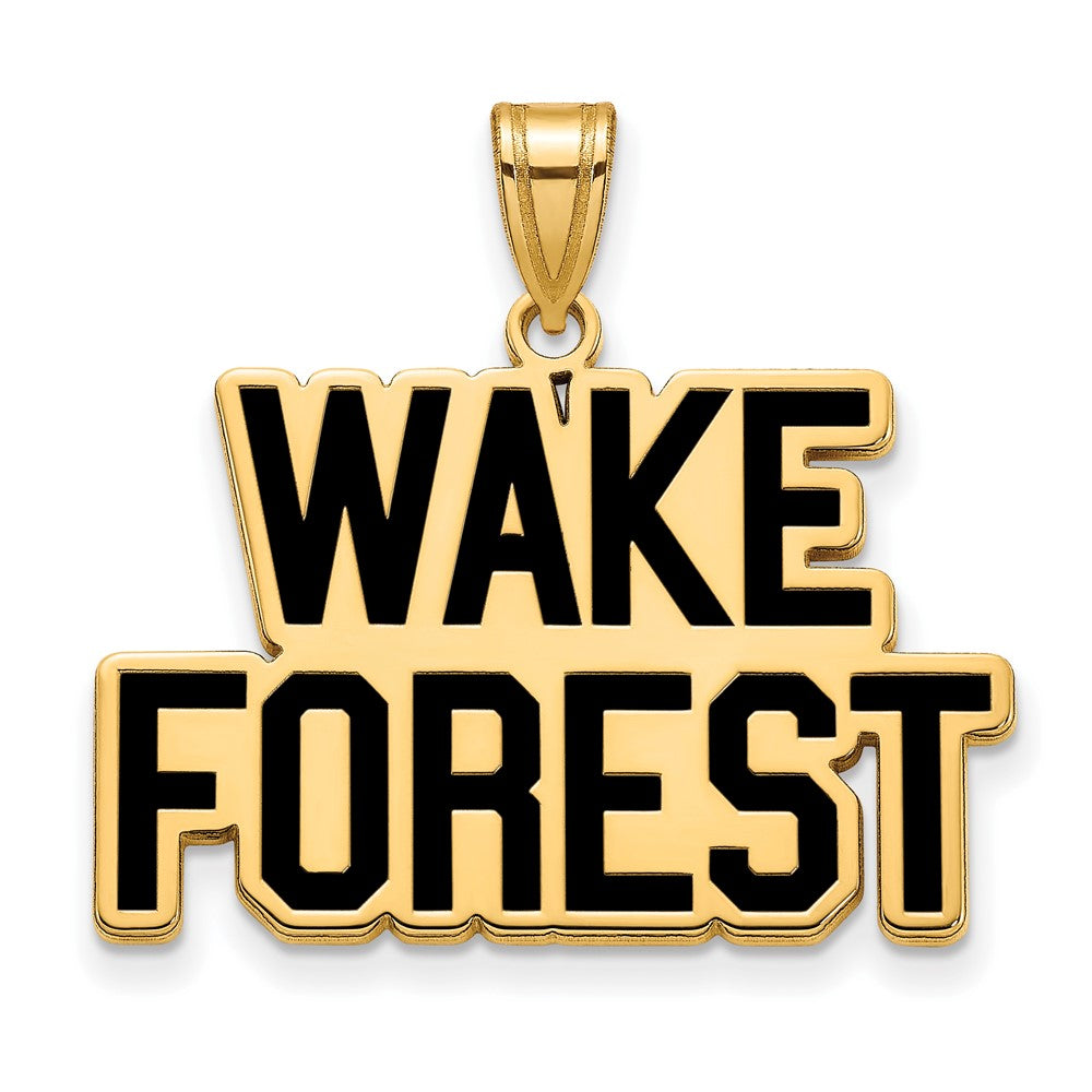 Sterling Silver Gold-plated LogoArt Wake Forest University W-F Deacon Large Enameled Pendant