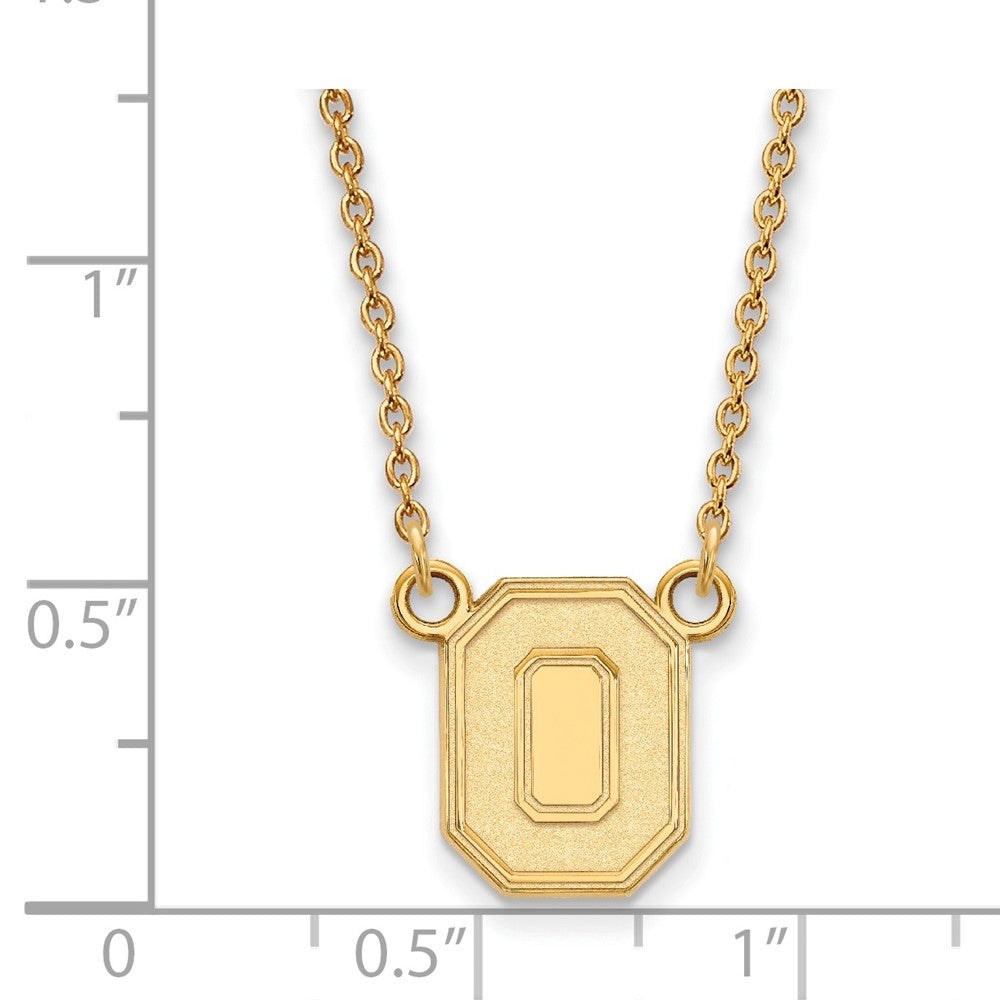 14k Gold LogoArt The Ohio State University Letter O Small Pendant 18 inch Necklace