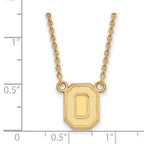 Sterling Silver Gold-plated LogoArt The Ohio State University Letter O Small Pendant 18 inch Necklace