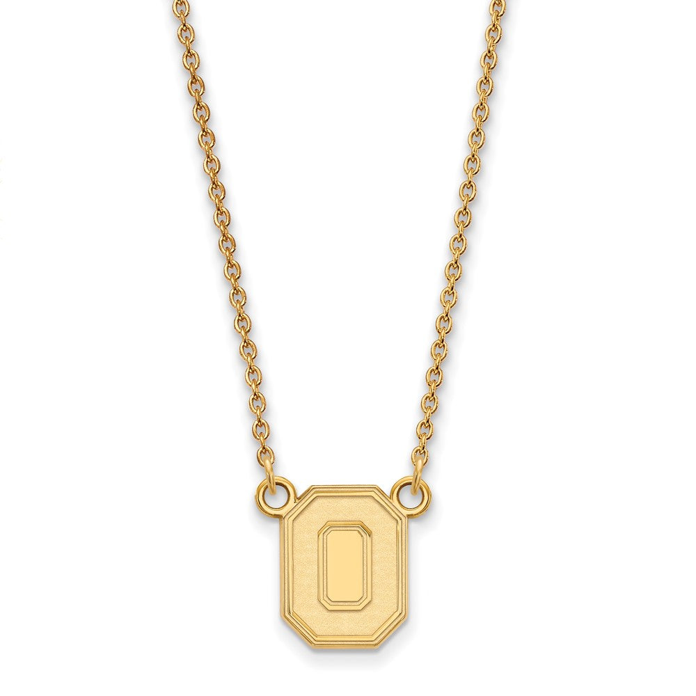 Sterling Silver Gold-plated LogoArt The Ohio State University Letter O Small Pendant 18 inch Necklace