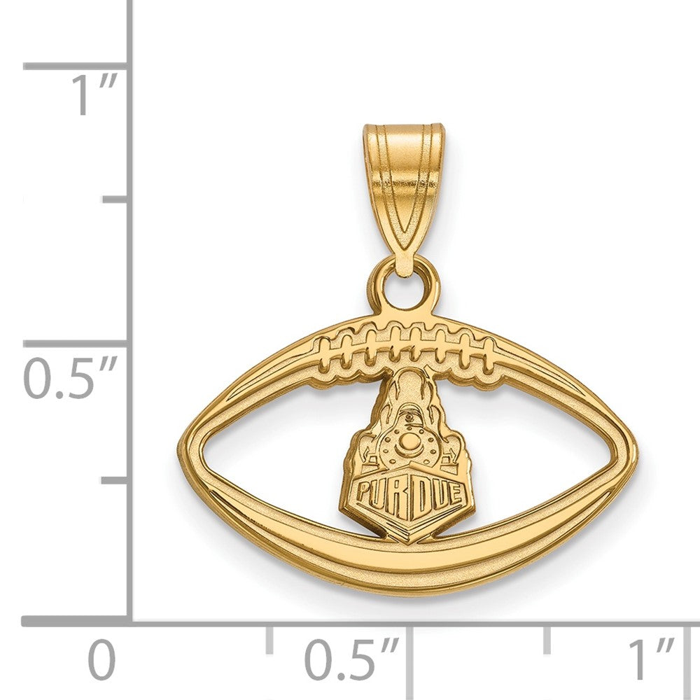 Sterling Silver Gold-plated LogoArt Purdue University Boilermakers Train Logo Football Pendant