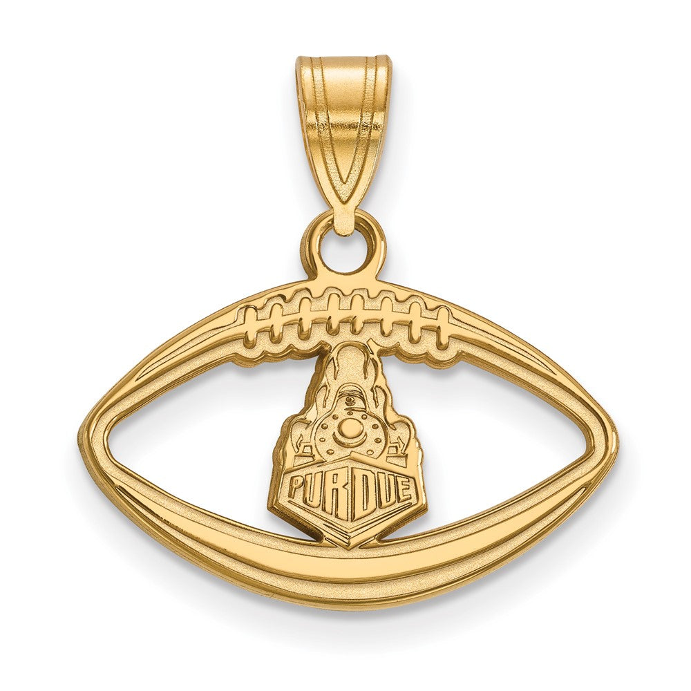 Sterling Silver Gold-plated LogoArt Purdue University Boilermakers Train Logo Football Pendant
