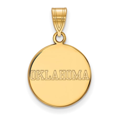 10k Gold LogoArt University of Oklahoma Medium Disc Pendant