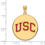 Sterling Silver Gold-plated University of Southern California U-S-C Extra Large Enameled Disc Pendant