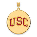 Sterling Silver Gold-plated University of Southern California U-S-C Extra Large Enameled Disc Pendant