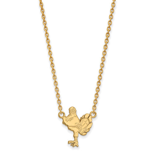 10k Gold LogoArt Virginia Tech HokieBird Large Pendant 18 inch Necklace