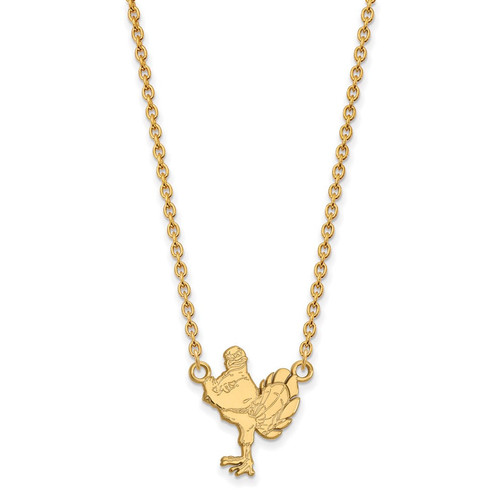 Sterling Silver Gold-plated LogoArt Virginia Tech HokieBird Large Pendant 18 inch Necklace