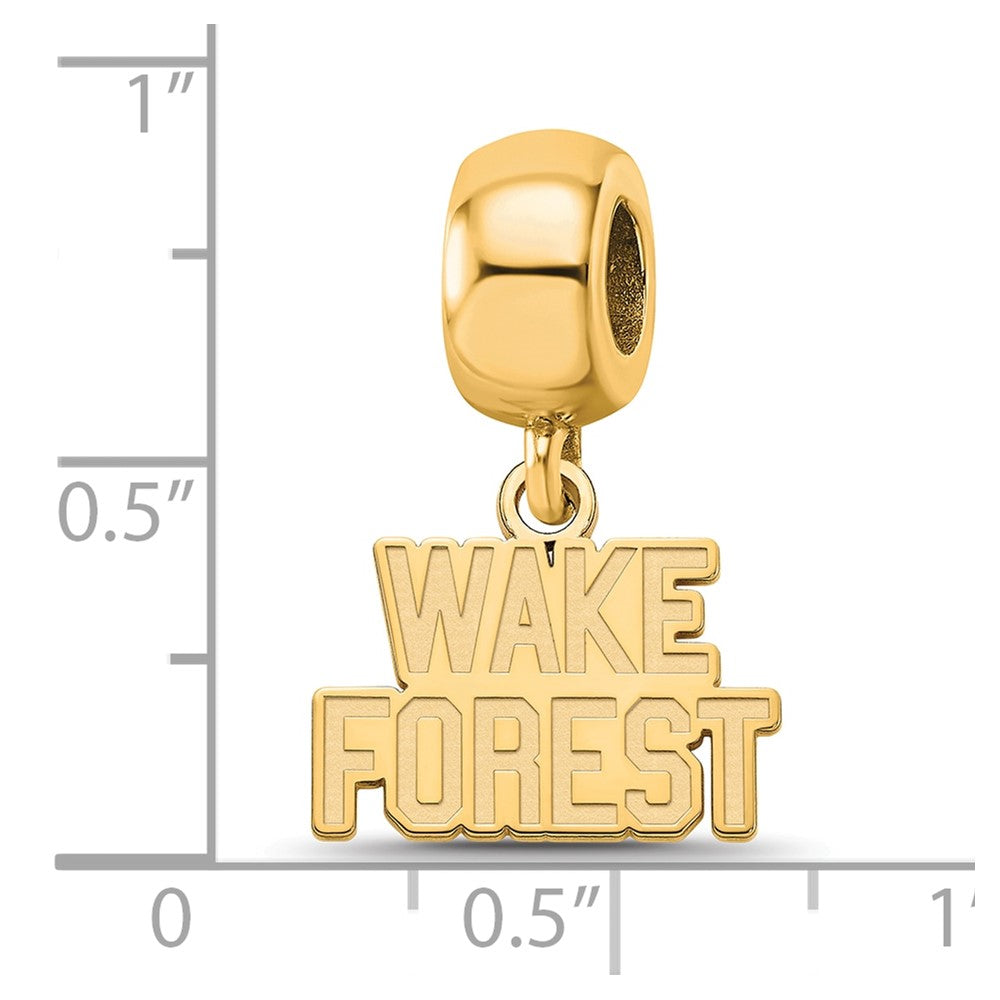 Sterling Silver Gold-plated LogoArt Wake Forest University W-F Deacon Extra Small Dangle Bead Charm